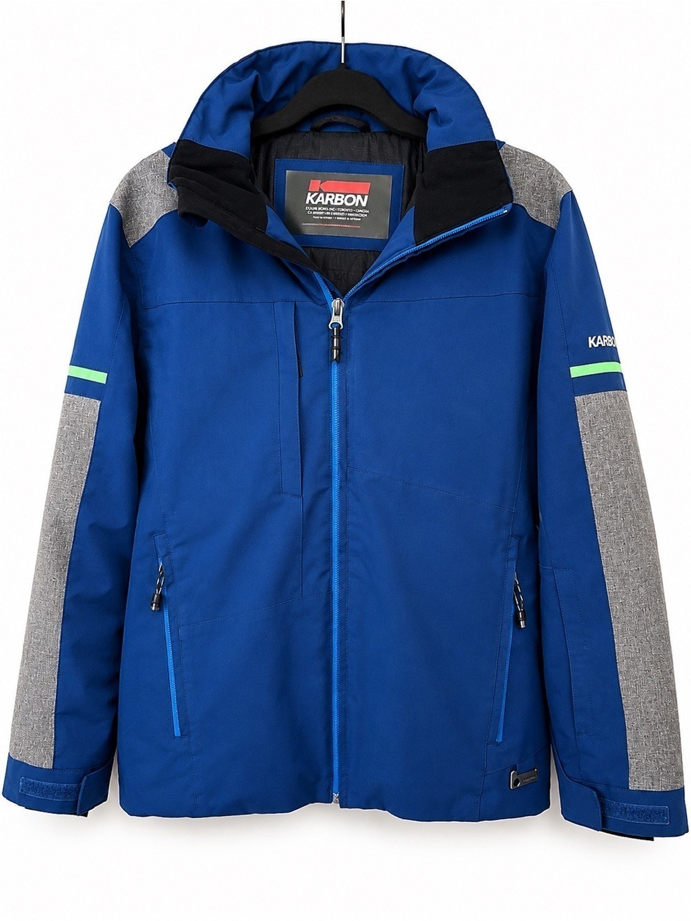 Karbon Ski Jacket Blue Gray Waterproof Winter Coat Performance Outerwear